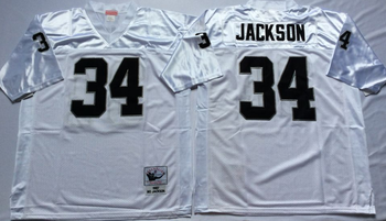 Oakland Raiders White #34 JACKSON RETRO Mitchell & Ness Football Jersey Retro men women youth size S-6XL