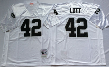 Oakland Raiders White #42 LOTT Mitchell & Ness Football Jersey Retro men women youth size S-6XL
