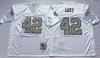 Oakland Raiders White #42 LOTT RETRO Mitchell & Ness Football Jersey Retro men women youth size S-6XL