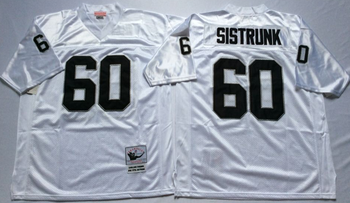 Oakland Raiders White #60 SISTURNK Mitchell & Ness Football Jersey Retro men women youth size S-6XL