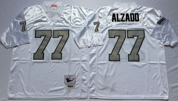 Oakland Raiders White #77 ALZADO RETRO Mitchell & Ness Football Jersey Retro men women youth size S-6XL