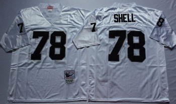 Oakland Raiders White #78 SHELL Mitchell & Ness Football Jersey Retro men women youth size S-6XL