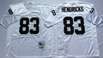 Oakland Raiders White #83 HENDRICKS Mitchell & Ness Football Jersey Retro men women youth size S-6XL
