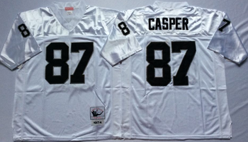 Oakland Raiders White #87 CASPER Mitchell & Ness Football Jersey Retro men women youth size S-6XL