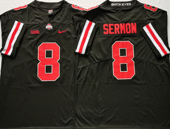 Ohio State Buckeyes Black 8 SERMON Football Jersey MEN WOMEN YOUTH S-6XL SIZE