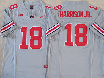 Ohio State Buckeyes GRAY 18 HARRISON JR Football Jersey MEN WOMEN YOUTH S-6XL SIZE