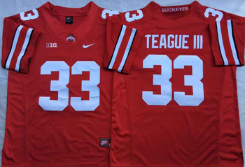 Ohio State Buckeyes Red 33 TEAGUE III Football Jersey MEN WOMEN YOUTH S-6XL SIZE