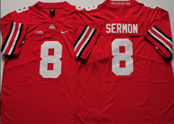 Ohio State Buckeyes Red 8 SERMON Football Jersey MEN WOMEN YOUTH S-6XL SIZE