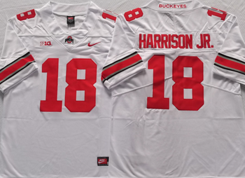 Ohio State Buckeyes White 18 HARRISON JR Football Jersey MEN WOMEN YOUTH S-6XL SIZE