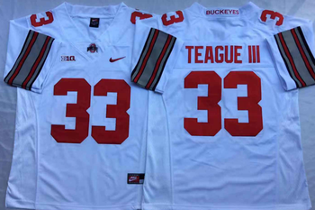 Ohio State Buckeyes White 33 TEAGUE III Football Jersey MEN WOMEN YOUTH S-6XL SIZE