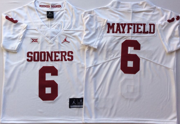 Oklahoma Sooners White 6 MAYFIELD Football Jersey MEN WOMEN YOUTH S-6XL SIZE