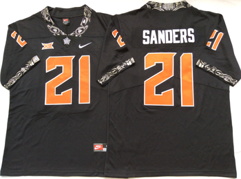 Oklahoma State Cowboys Black 21 SANDERS Football Jersey MEN WOMEN YOUTH S-6XL SIZE