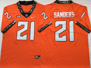 Oklahoma State Cowboys Orange 21 SANDERS Football Jersey MEN WOMEN YOUTH S-6XL SIZE