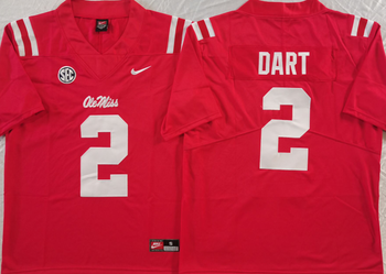 Ole Miss Rebels Red 2 DART Football Jersey MEN WOMEN YOUTH S-6XL SIZE