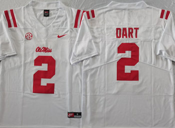Ole Miss Rebels White 2 DART Football Jersey MEN WOMEN YOUTH S-6XL SIZE