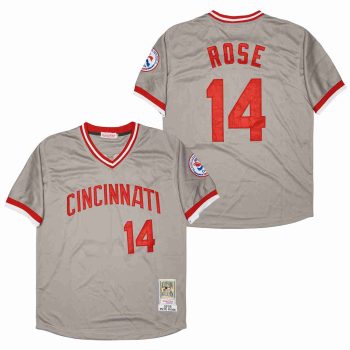 Pete Rose Cincinnati Reds Jersey Mitchell & Ness grey men women youth size S-6XL