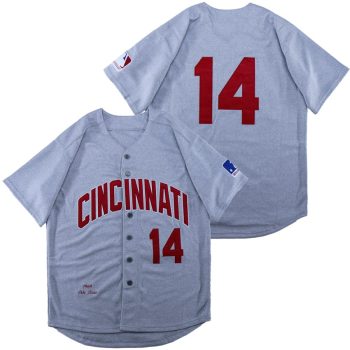 Pete Rose Cincinnati Reds Jersey Mitchell & Ness retro grey men women youth size S-6XL