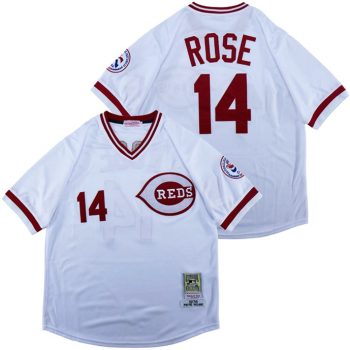 Pete Rose Cincinnati Reds Jersey Mitchell & Ness white retro version men women youth size S-6XL