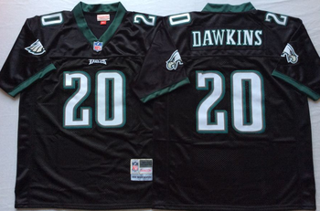 Philadelphia Eagles Black M&N #20 DAWKINS Mitchell & Ness Football Jersey Retro men women youth size S-6XL