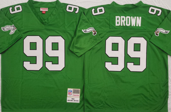 Philadelphia Eagles Green #99 BROWN Mitchell & Ness Football Jersey Retro men women youth size S-6XL
