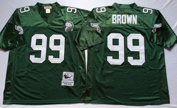 Philadelphia Eagles Green #99 BROWN retro Mitchell & Ness Football Jersey Retro men women youth size S-6XL