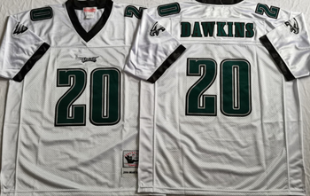 Philadelphia Eagles White #20 DAWKINS Mitchell & Ness Football Jersey Retro men women youth size S-6XL