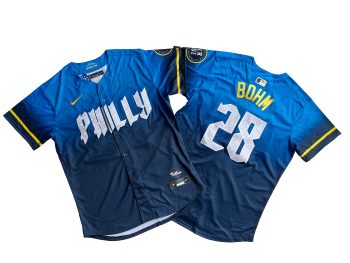 Philadelphia Phillies Alec Bohm Blue 2024 City Connect Limited Player Jersey MEN WOMEN YOUTH S-6XL SIZE