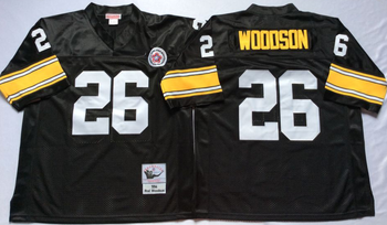 Pittsburgh Steelers Black #26 WOODSON Mitchell & Ness Football Jersey Retro men women youth size S-6XL