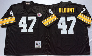 Pittsburgh Steelers Black #47 BLOUNT Mitchell & Ness Football Jersey Retro men women youth size S-6XL