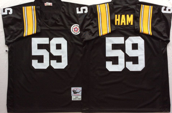 Pittsburgh Steelers Black #59 HAM Mitchell & Ness Football Jersey Retro men women youth size S-6XL
