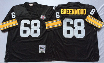 Pittsburgh Steelers Black #68 GREENWOOD Mitchell & Ness Football Jersey Retro men women youth size S-6XL