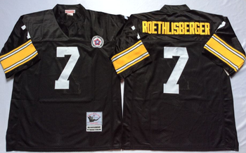 Pittsburgh Steelers Black #7 ROETHLISBERGER Mitchell & Ness Football Jersey Retro men women youth size S-6XL
