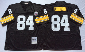 Pittsburgh Steelers Black #84 BROWN Mitchell & Ness Football Jersey Retro men women youth size S-6XL