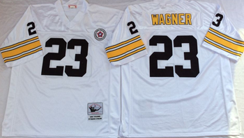 Pittsburgh Steelers White #23 WAGNER Mitchell & Ness Football Jersey Retro men women youth size S-6XL