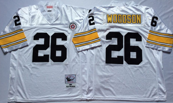 Pittsburgh Steelers White #26 WOODSON Mitchell & Ness Football Jersey Retro men women youth size S-6XL