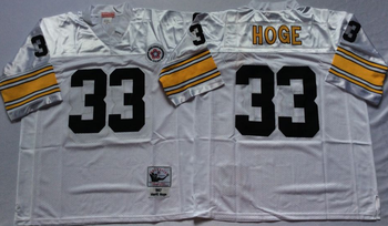 Pittsburgh Steelers White #33 HOGE Mitchell & Ness Football Jersey Retro men women youth size S-6XL