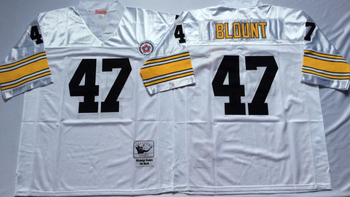 Pittsburgh Steelers White #47 BLOUNT Mitchell & Ness Football Jersey Retro men women youth size S-6XL