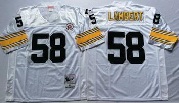 Pittsburgh Steelers White #58 LAMBERT Mitchell & Ness Football Jersey Retro men women youth size S-6XL