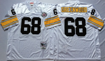 Pittsburgh Steelers White #68 GREENWOOD Mitchell & Ness Football Jersey Retro men women youth size S-6XL