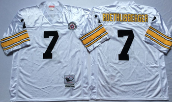 Pittsburgh Steelers White #7 ROETHLISBERGER Mitchell & Ness Football Jersey Retro men women youth size S-6XL
