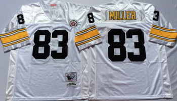 Pittsburgh Steelers White #83 MILLER Mitchell & Ness Football Jersey Retro men women youth size S-6XL
