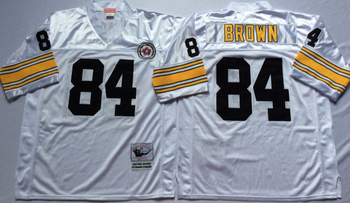 Pittsburgh Steelers White #84 BROWN Mitchell & Ness Football Jersey Retro men women youth size S-6XL