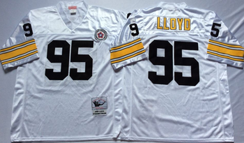 Pittsburgh Steelers White #95 LLOYD Mitchell & Ness Football Jersey Retro men women youth size S-6XL