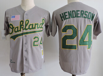 Rickey Henderson Oakland Athletics Autographed Gray Mitchell & Ness Authentic Jersey MEN WOMEN YOUTH S-6XL SIZE