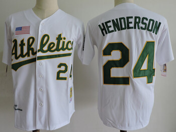 Rickey Henderson Oakland Athletics Autographed white Mitchell & Ness Authentic Jersey MEN WOMEN YOUTH S-6XL SIZE