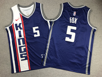 Sacramento Kings #5 De'Aaron Fox Blue 202324 Swingman Jersey City Edition MEN WOMEN YOUTH S-6XL SIZE