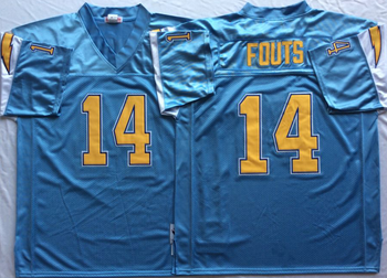 San Diego Chargers Blue #14 FOUTS Retro Mitchell & Ness Football Jersey Retro men women youth size S-6XL