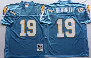 San Diego Chargers Blue #19 ALWORTH Retro Mitchell & Ness Football Jersey Retro men women youth size S-6XL