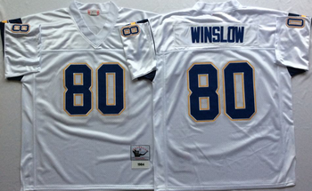 San Diego Chargers White #80 WINSLOW Mitchell & Ness Football Jersey Retro men women youth size S-6XL