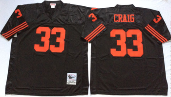 San Francisco 49ers #33 Black CRAIG Mitchell & Ness Football Jersey Retro men women youth size S-6XL